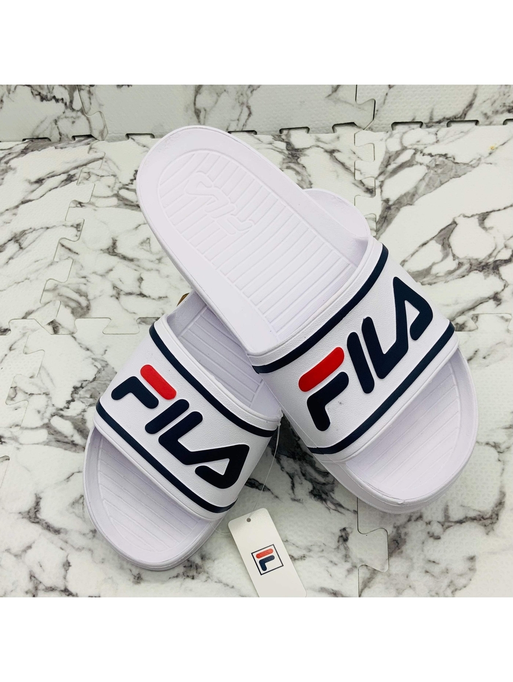 Men's Fila Sleek Slide St White Flip Flops NWT